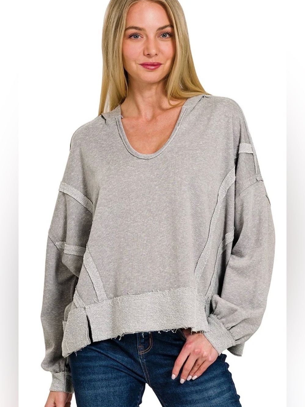 Zenana Raw Hem hoodie